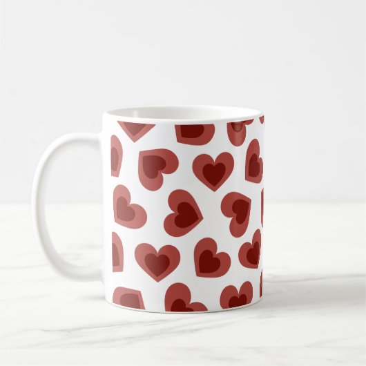 Pattern of Hearts Stylish Modern White Red Chic Koffiemok (Links)