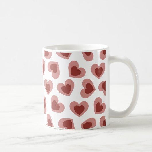 Pattern of Hearts Stylish Modern White Red Chic  Koffiemok (Rechts)