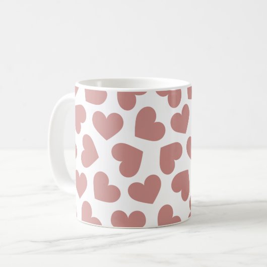 Pattern of Hearts Stylish Modern White Red Chic Koffiemok (Voorkant links)
