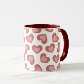 Pattern of Hearts Stylish Modern White Red Chic Mok (Voorkant rechts)