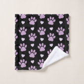 Pattern of paws, Dog paws, Lilac paws, Hearts (Gant de toilette)