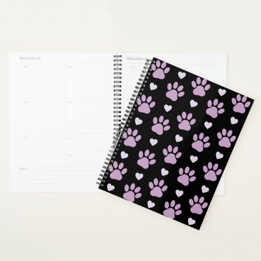 Pattern of paws, Dog paws, Lilac paws, Hearts (Devant avec enveloppe)