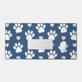 Pattern of paws, Dog paws, White paws, Blue Hearts (Clavier et souris)