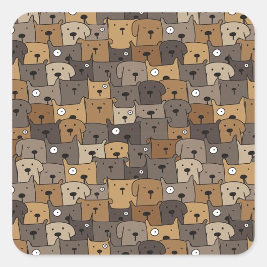Pattern Pets Cute Dogs Lover Vierkante Sticker (Voorkant)