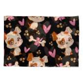 Pattern Pets Cute Funny Puppy Lover Kussensloop (Achterkant-Links)