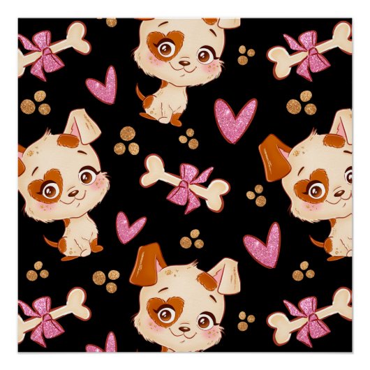 Pattern Pets Cute Funny Puppy Lover Perfect Poster (Voorkant)