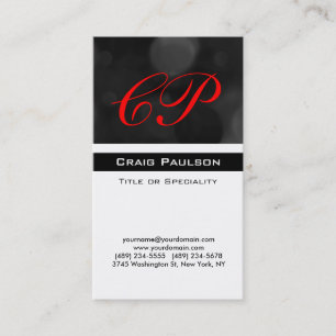 Pattern Red Black White Monogram Visitekaartje