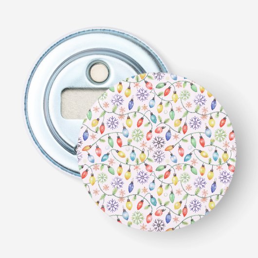 Pattern Retro Christmas Lights Button Flesopener (Voorkant)