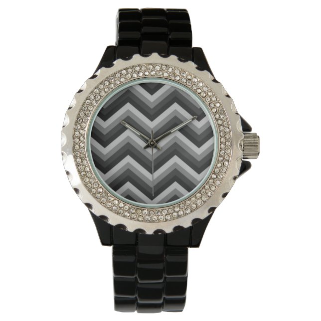 Pattern Retro Zig Zag Chevron Horloge (Voorkant)