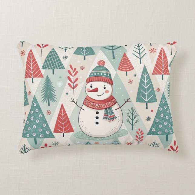 Pattern Scandinavian Snowman Accent Kussen (Voorkant)