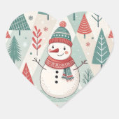 Pattern Scandinavian Snowman Hart Sticker (Voorkant)