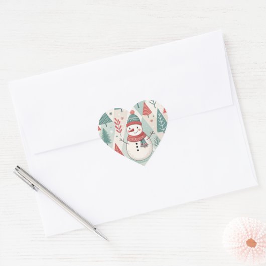 Pattern Scandinavian Snowman Hart Sticker (Envelop)