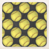 Pattern Softball Vierkante Kartonnen Onderzetter (Voorkant)