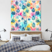 Pattern Tie Dye Palms Canvas Afdruk (Insitu (Slaapkamer))