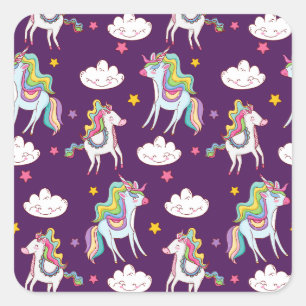 Pattern Unicorn Funny Magic Horse Vierkante Sticker