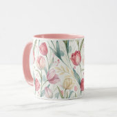 Pattern Watercolor Modern Tulips Mok (Voorkant links)