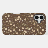 Pattern Wildflowers Brown Background iPhone Hoesje (Achterkant horizontaal)