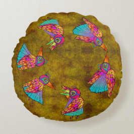 Pattern With bird creatures Rond Kussen