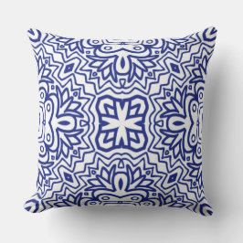 Pattern With Blue on White Kussen