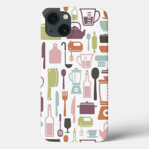 Pattern with colorful cooking icons iPhone 13 hoesje