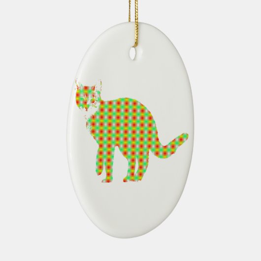 Patterned Cat Keramisch Ornament (Rechts)