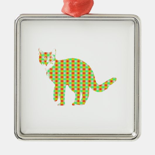 Patterned Cat Metalen Ornament (Voorkant)