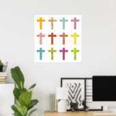 Patterned Crosses Poster (Thuiskantoor)