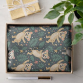 Patterned fabric featuring playful cartoon lion  tissuepapier (Geschenk)