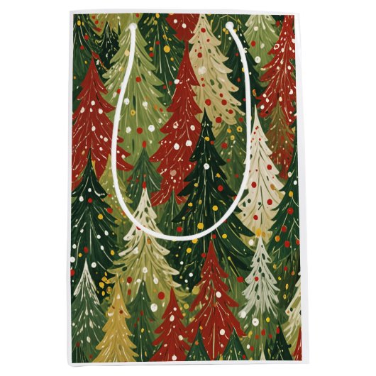 Patterned Forest of Festive Pines Medium Cadeauzakje (Voorkant)