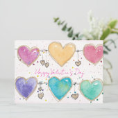 Patterned Hearts Valentine Notecard Invitation (Debout devant)