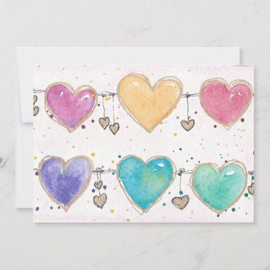 Patterned Hearts Valentine Notecard Invitation (Devant)