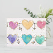 Patterned Hearts Valentine Notecard Invitation (Debout devant)