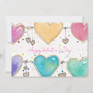 Patterned Hearts Valentine Notecard Invitation