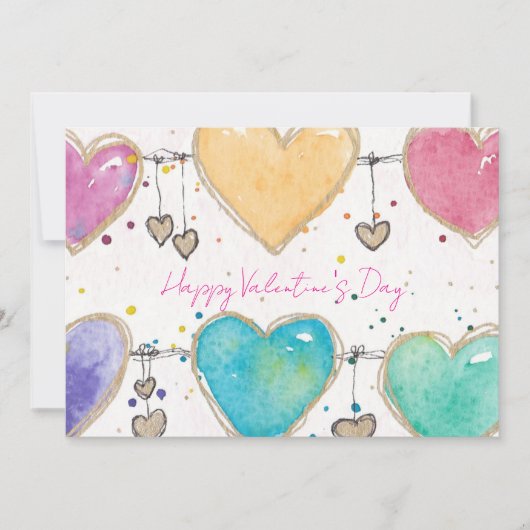 Patterned Hearts Valentine Notecard Invitation (Devant)