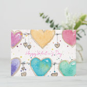 Patterned Hearts Valentine Notecard Invitation (Debout devant)