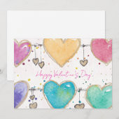Patterned Hearts Valentine Notecard Invitation Kaart (Voorkant / Achterkant)