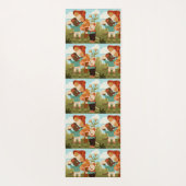 Patterned image of cartoon characters in a forest  yogamat (Achterkant)