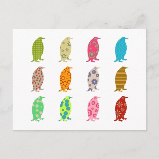 Patterned Penguins Briefkaart (Voorkant)