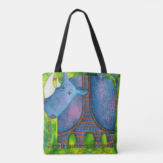 Patterned Rhino Tote Bag (Achterkant)