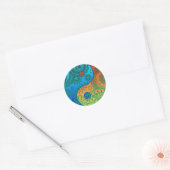Patterned Yin Yang Oranje en Blue Ronde Sticker (Envelop)