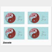 Patterned Yin Yang Red en Blue Rechthoekige Sticker (Vel)