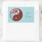 Patterned Yin Yang Red en Blue Rechthoekige Sticker (Tas)