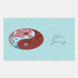Patterned Yin Yang Red en Blue Rechthoekige Sticker
