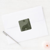 Patterned Yin Yang Sage Green Vierkante Sticker (Envelop)