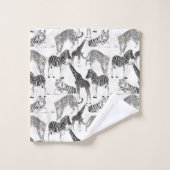 Patters de Stylish Black et White Jungle Animals (Gant de toilette)