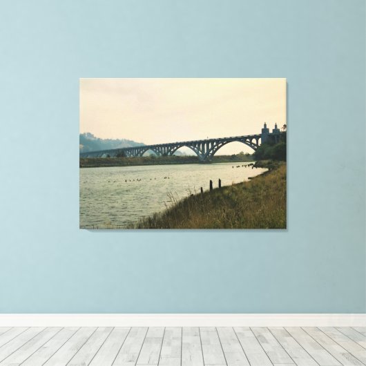 Patterson Bridge, Gold Beach, Oregon Canvas Afdruk (Insitu (Houten vloer))