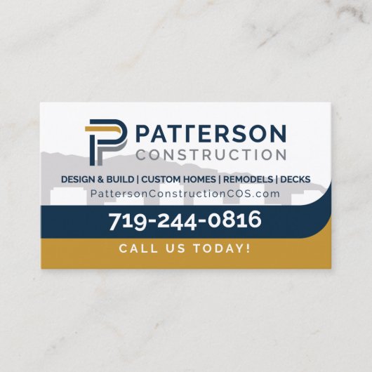 Patterson Construction COS cartes de visite josh (Devant)