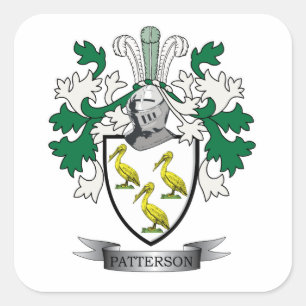 Patterson Family Crest Coat of Arms Vierkante Sticker