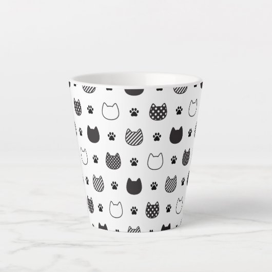 Pattes et faces de chat - Mignonne Mug en latte no (Devant)