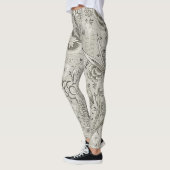 Pattes florales vintages Leggings d'art en gris (Gauche)